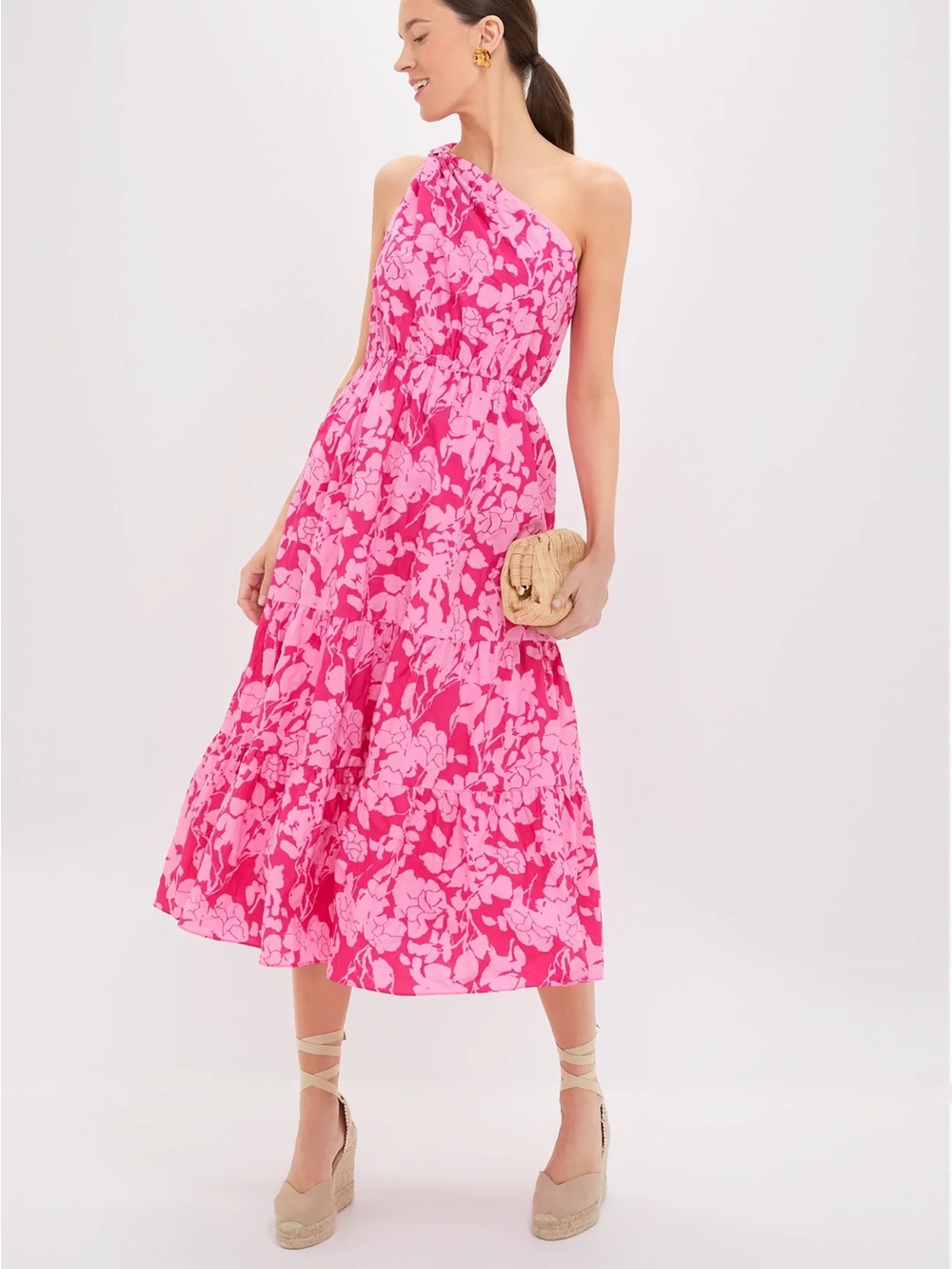 Tuckernuck Hyacinth House One-Shoulder Floral Maxi Dress in Pink